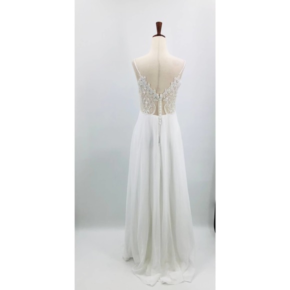 LULU'S SZ L Romantic Ways White Lace Button Back Bridal Maxi Dress NEW B131 - Picture 8 of 11